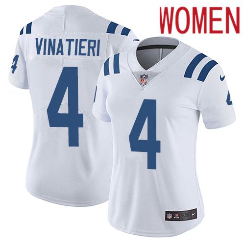 Women Indianapolis Colts #4 Adam Vinatieri Nike White Vapor Limited NFL Jersey->women nfl jersey->Women Jersey
